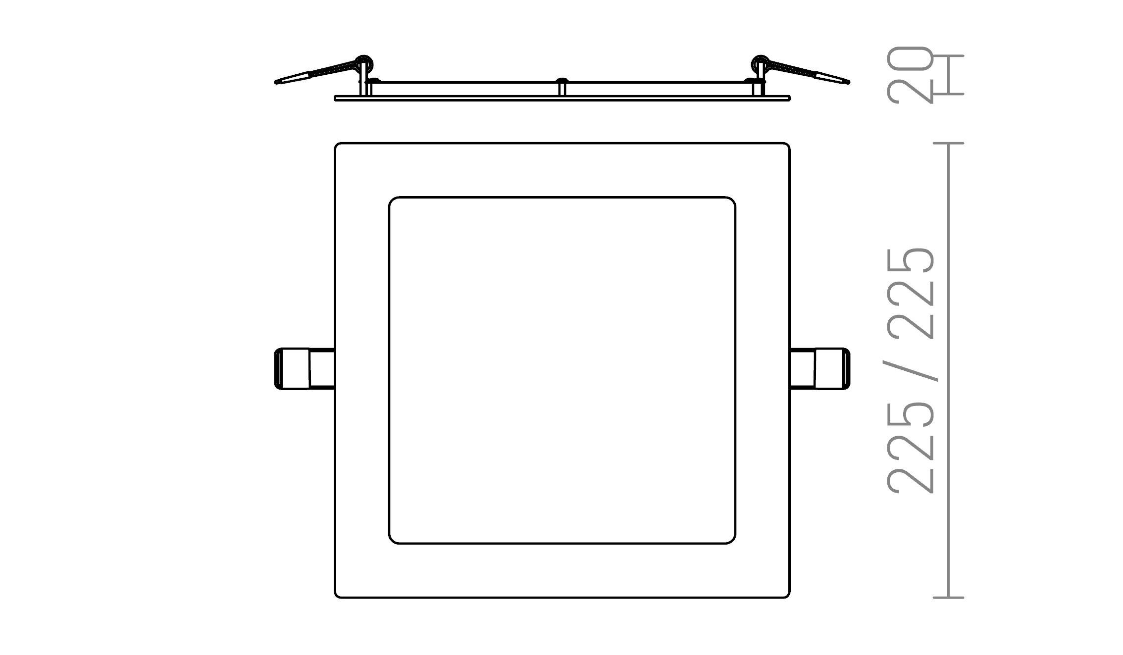 SOCORRO SQ | Stropné zápustné Led svietidlo Veľkosť: 22,5x22,5cm