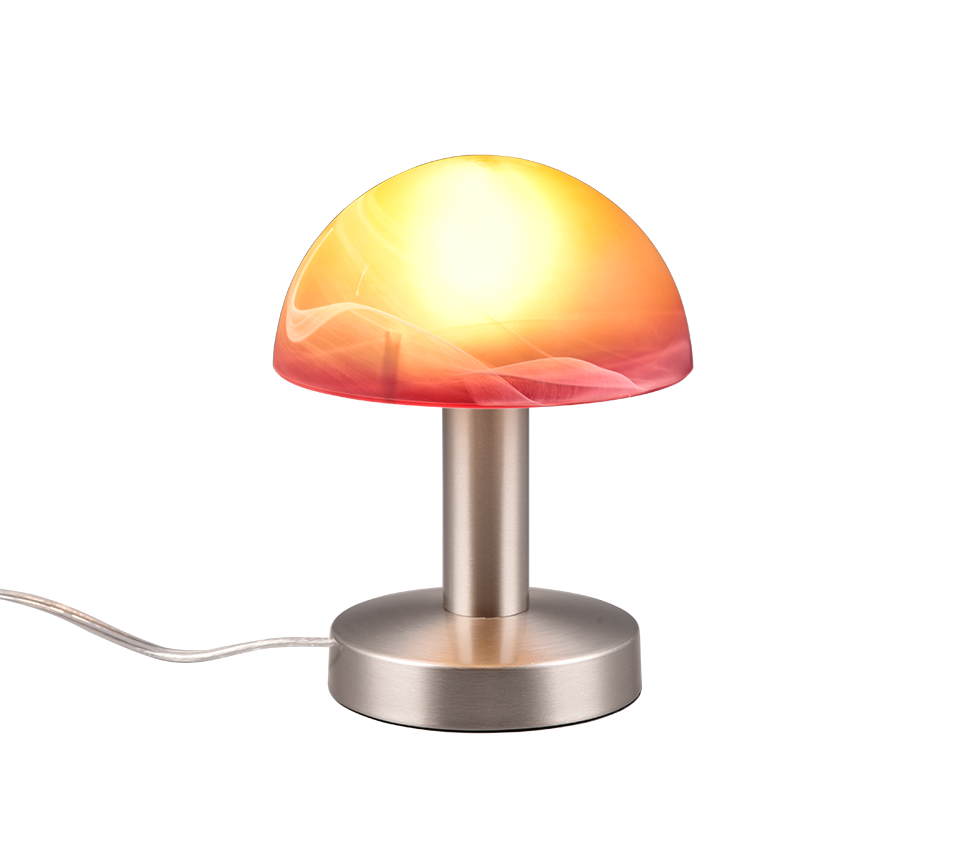 FYNNN II | Dizajnová stolná lampa Farba: Nikel + Oranžové matné sklo
