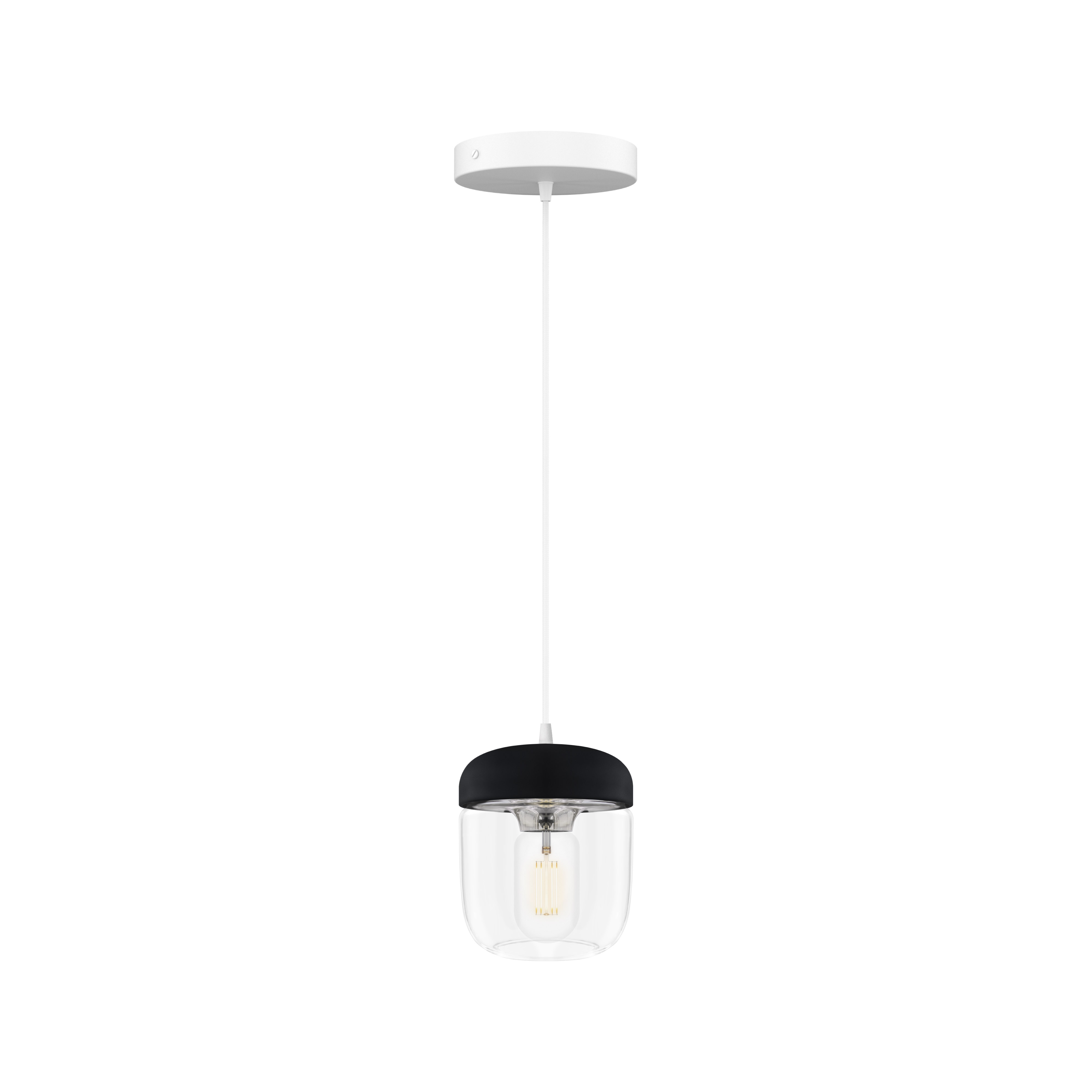 ACORN BLACK | dizajnová visiaca lampa Farba: Leštená oceľ, Sada: Tienidlo + Rosette biely