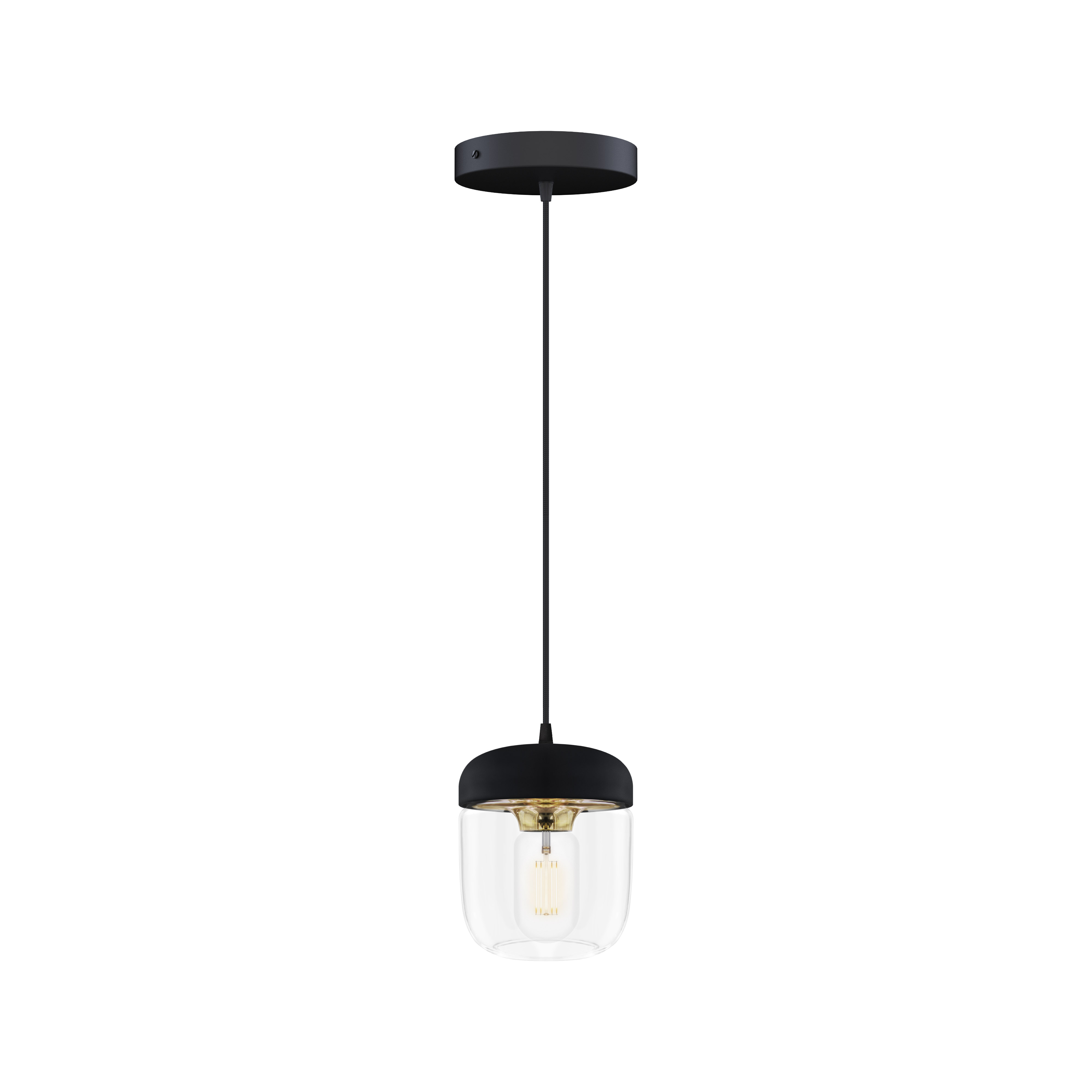 ACORN BLACK | dizajnová visiaca lampa Farba: Leštená mosadz, Sada: Tienidlo + Rosette čierny