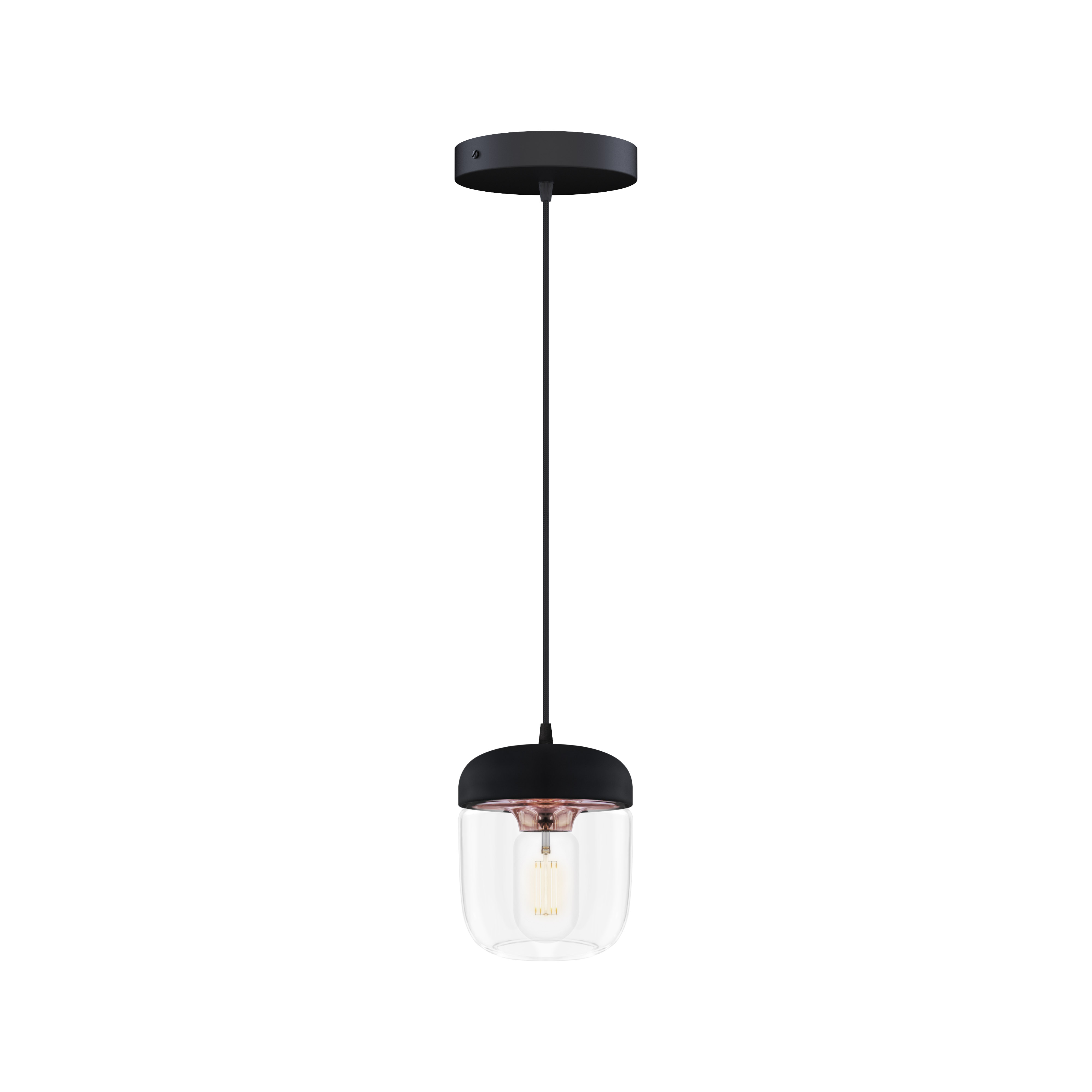 ACORN BLACK | dizajnová visiaca lampa Farba: Leštená meď, Sada: Tienidlo + Rosette čierny