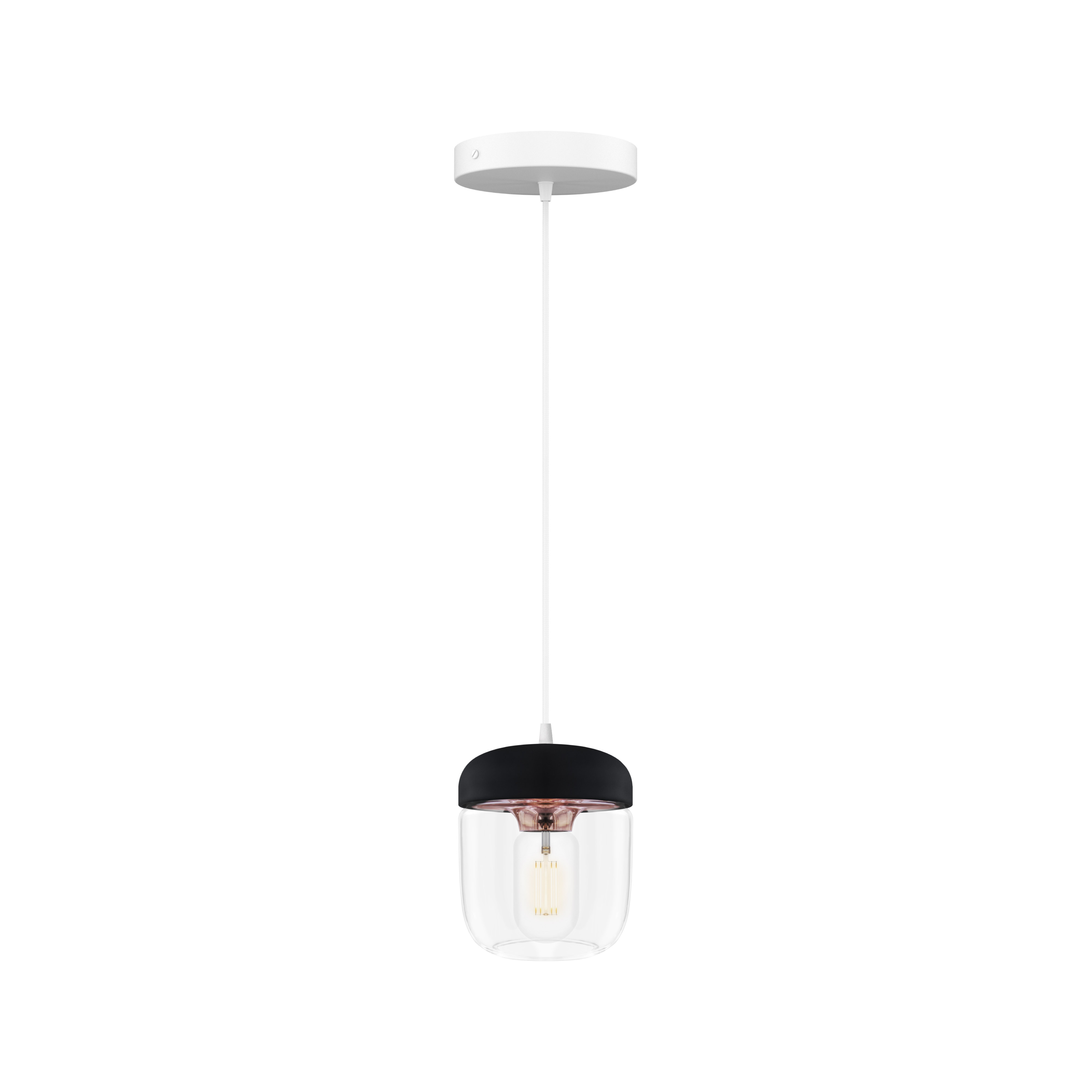ACORN BLACK | dizajnová visiaca lampa Farba: Leštená meď, Sada: Tienidlo + Rosette biely