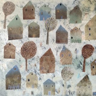 Duben když nasněží Akryl na plátně 60x60