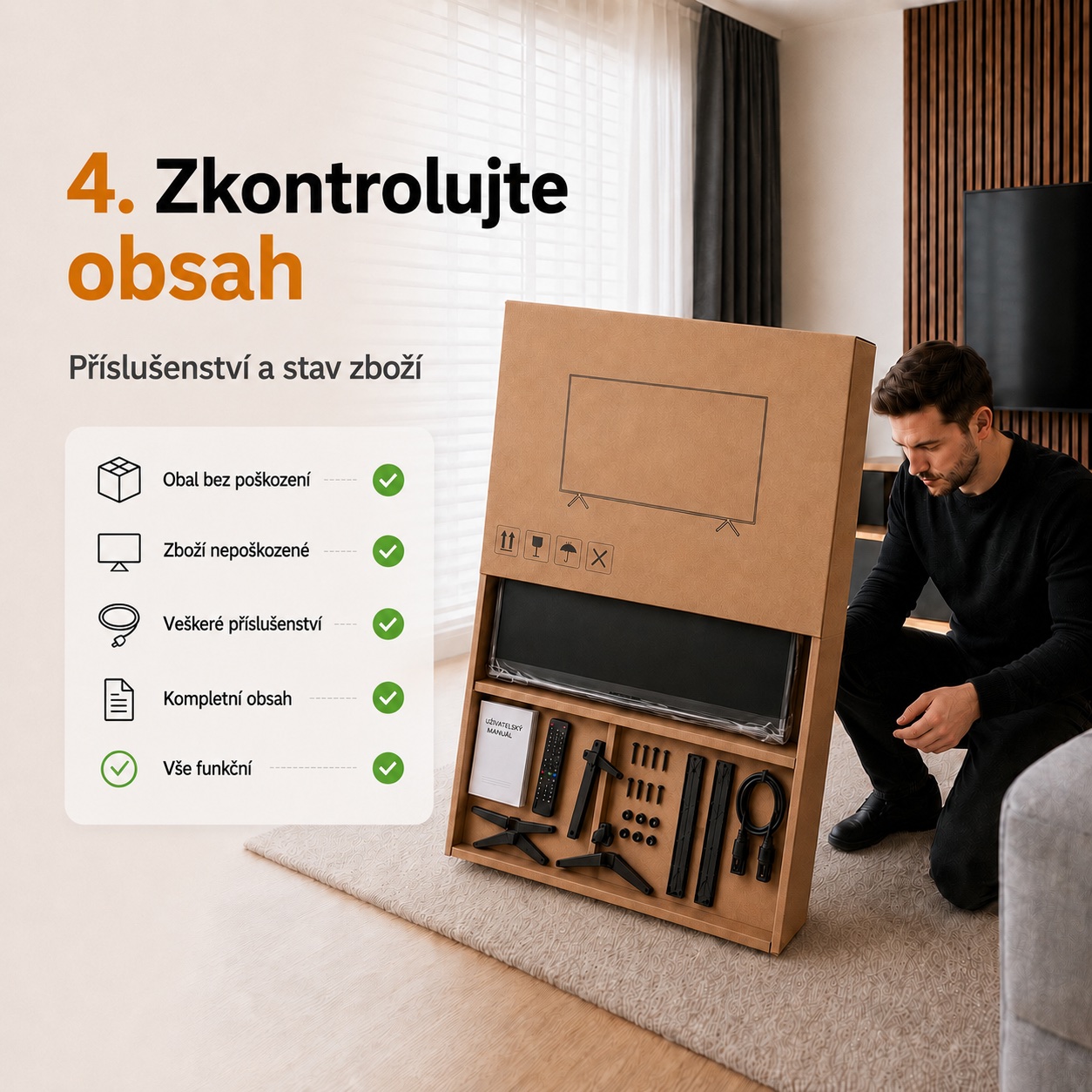 Krok 4 – kontrola kompletnosti balení