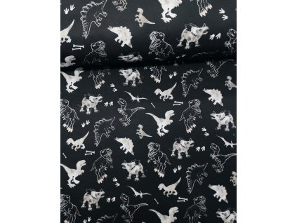 Softshell pružný zimni- Dino na černé| 330g | 145cm