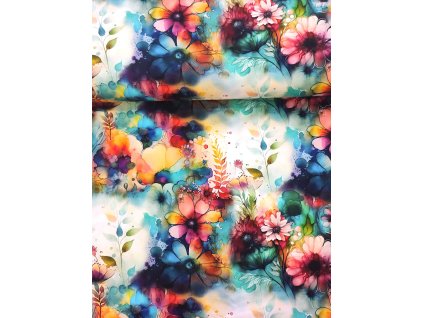 Úplet - Akvarelové květy| 190g | 180cm 1ks-1m
