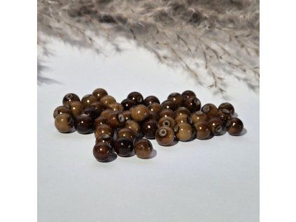 Hnědé korálky chalcedon - ø 6 mm