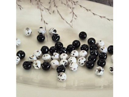 Akrylové korálky - černobílé - ø 8 mm
