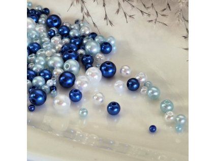 ABS plastové korálky, modrý mix - ø 3 - 8 mm