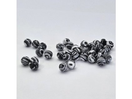 Syntetický malachit - černobílý - ø 8 mm - 1 ks