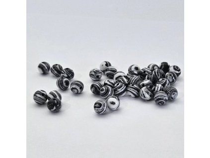 Syntetický malachit - černobílý - ø 8 mm