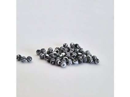 Syntetický malachit - černobílý - ø 6 mm - 1 ks