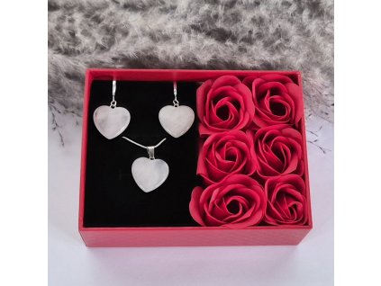 Dárkový šperkový set z růženínu – srdce - černené