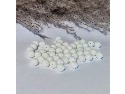 Bílé korálky chalcedon - ø 8 mm