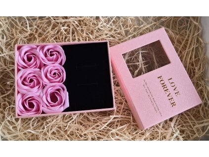 Dárková krabička s růžemi - růžová