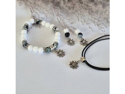 Korálkový elegantní set s ohnivým achátem - ø 8 mm