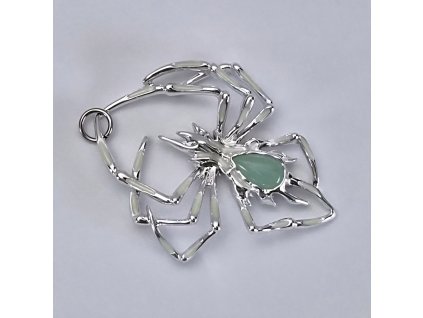 Přívěsek - pavouk svítící ve tmě , modro-zelený