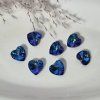 Skleněné korálky ve tvaru srdce – tmavě modré - 14 mm