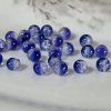 Skleněné korálky s praskajícím vzorem – modrobílé - ø 6 mm - 10 ks