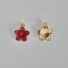 Kovový přívěsek - květ červený - 17 x 14 mm