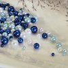 ABS plastové korálky, modrý mix - ø 3 - 8 mm