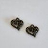 Kovový přívěsek - duté srdce - retro, bronzový - 15 x 14 mm