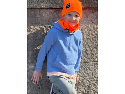 Neonově oranžový set: čepice + nákrčník Lumi kids