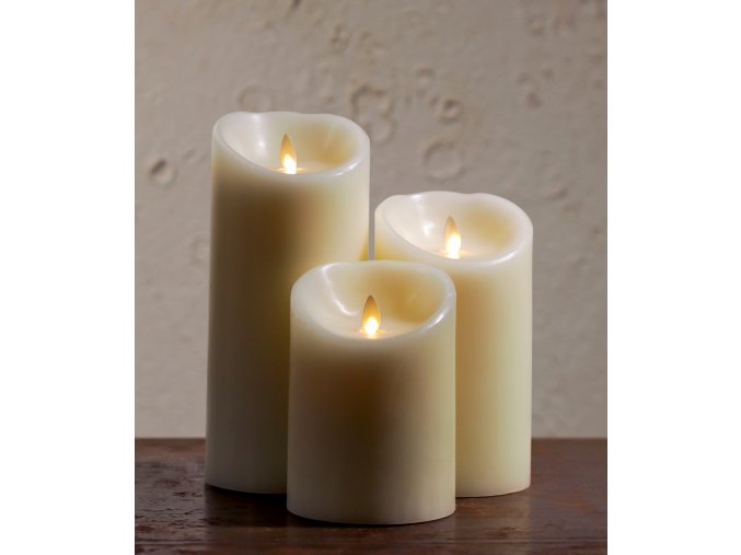 LED sviečky trio  priemer 10 cm z vosku - interiér