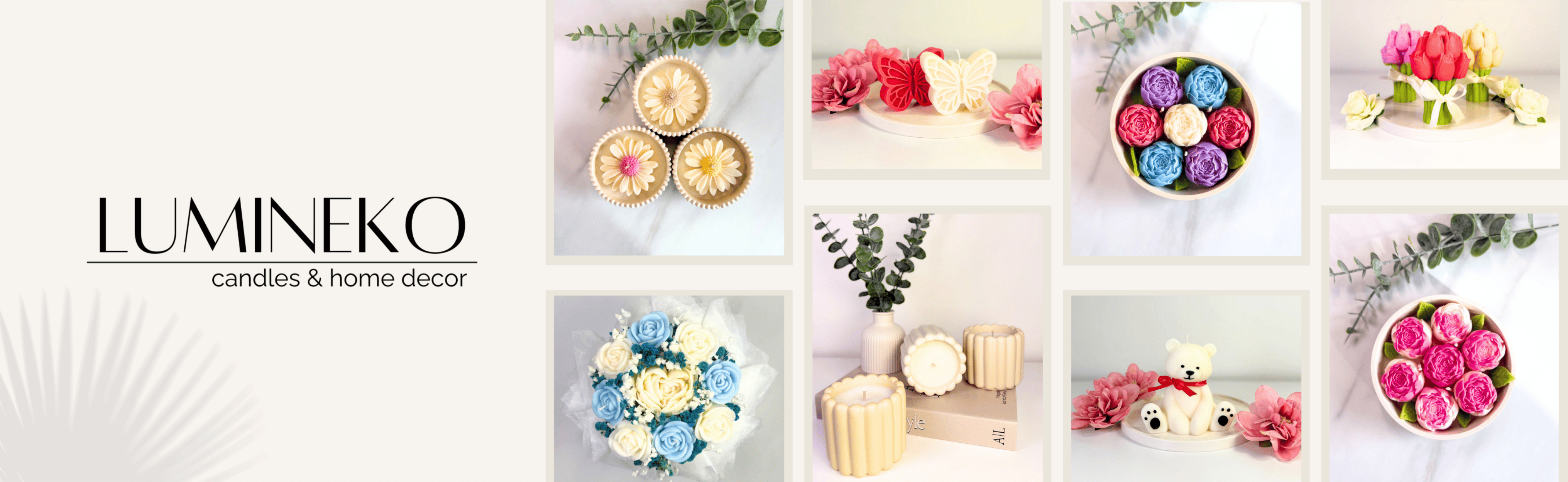 Originálne ručne vyrábané sviečky z prírodného vosku a moderné dekorácie pre váš útulný domov