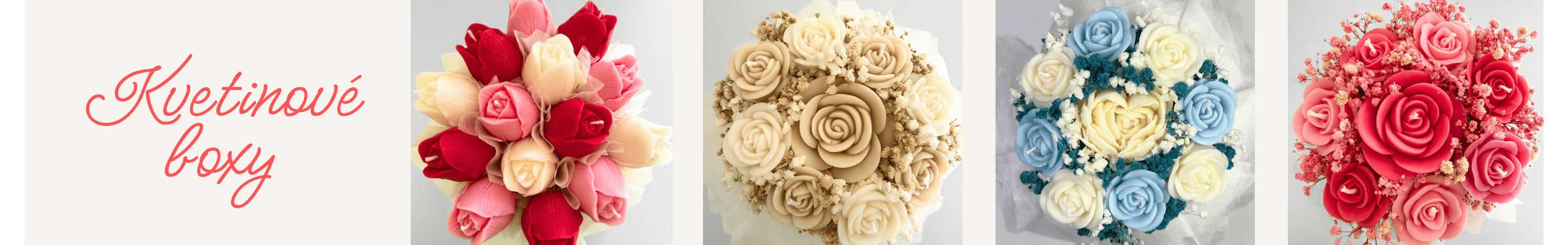 Sviečkové kvetinové boxy spájajú krásu kvetov s jemným svetlom sviečky. Sú výnimočným darčekom na každú príležitosť, na narodeniny, výročie, Valentína alebo len tak pre radosť. Kvety nikdy nezvädnú a keď príde čas na zmenu, môžete ich jednoducho zapáliť a