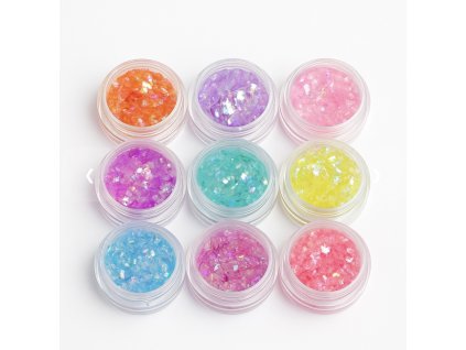 Súprava trblietavých vločiek na nechty (9 ks)