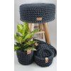 Háčkovaný košík 15 GRAFIT