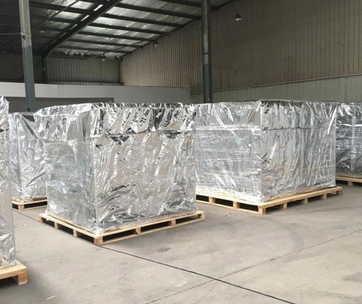 3D hliníkový bariérový vak na paletě