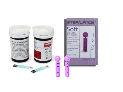 SQ395 sada glukometr lancety a prouzky