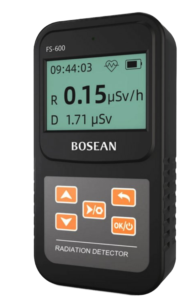 Digitální detektor radiace Bosean FS-600 s LCD displejem pro zobrazení dávkového příkonu a kumulativní dávky