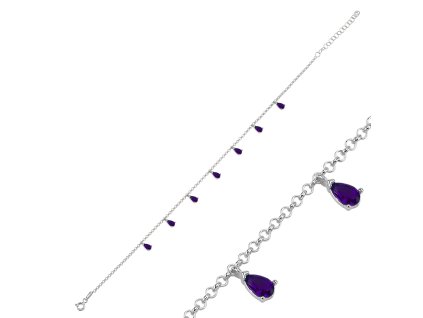 Stříbrný řetízek na nohu AMETHYST - LUNICA.cz