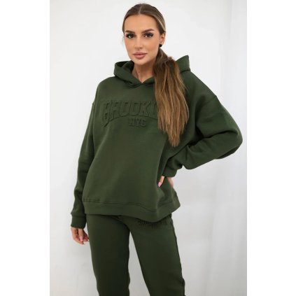 Pamut melegítő szett pulóver + nadrág Brooklyn 26632-U (Méret UNI, Szín Khaki)