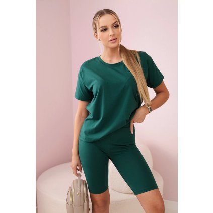 Top+leggings szett sötétzöld 17750-U (Méret UNI, Szín Neonrózsaszín)