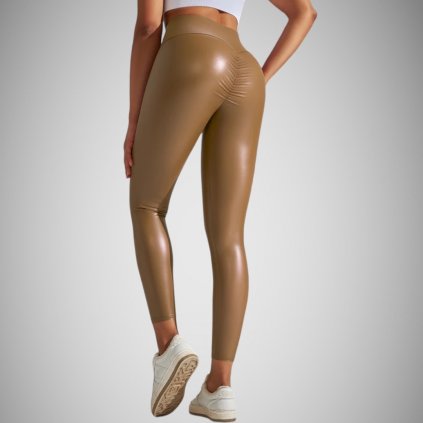 Caramel Brown Push-Up Bőrhatású Leggings