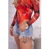 Márvány mintás body blúz 21508-U (Méret UNI, Szín Piros)