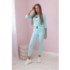 Bordázott szett blúz + leggings 23961-U (Méret UNI, Szín Mentazöld)