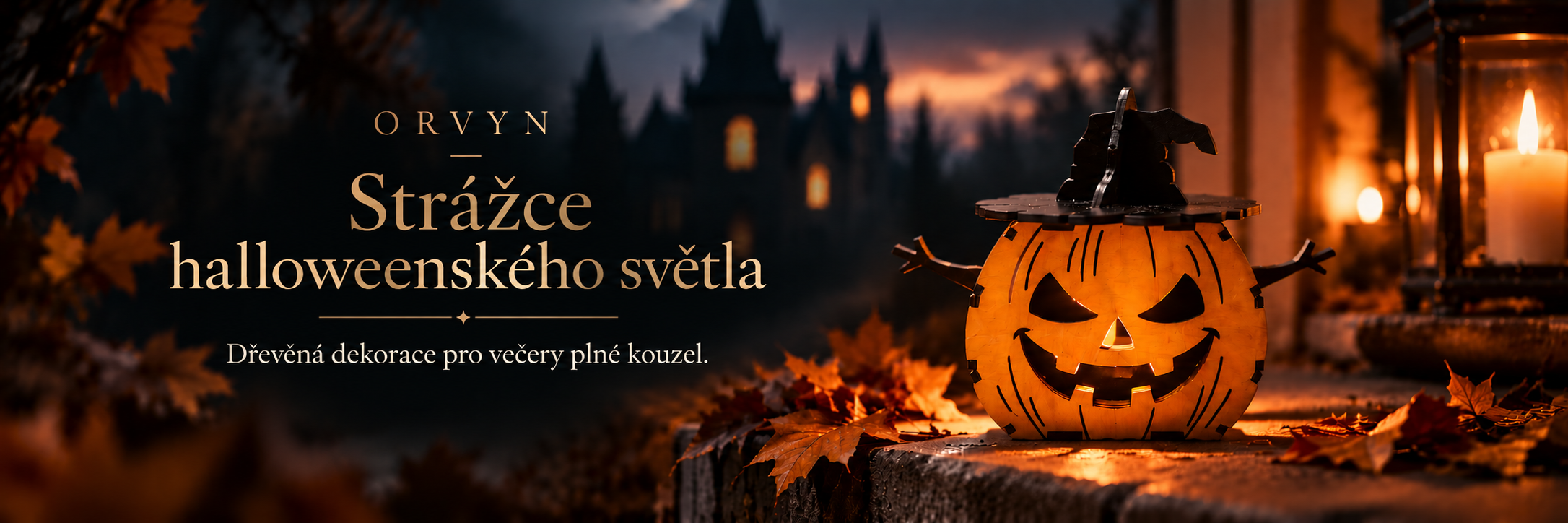 Lunora – dřevěná halloweenská dýně v čarodějnickém klobouku