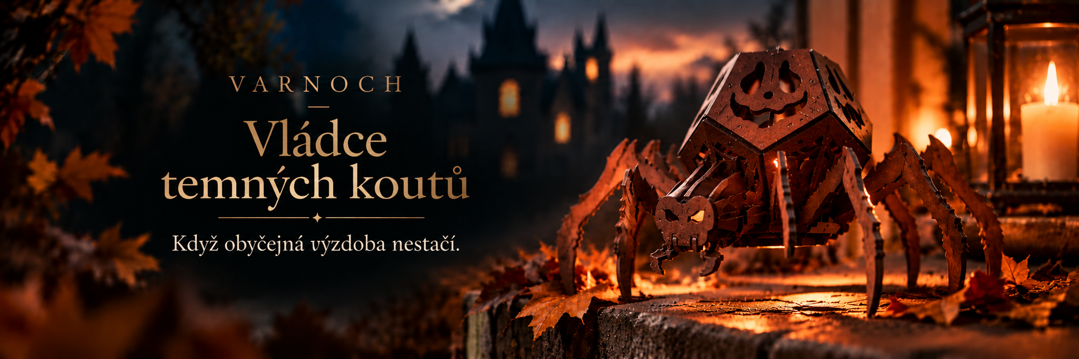 Lunora – dřevěný halloweenský pavouk