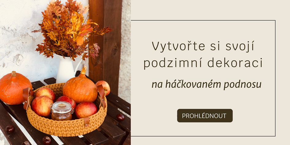 Podzimní dekorace na háčkovaném podnosu