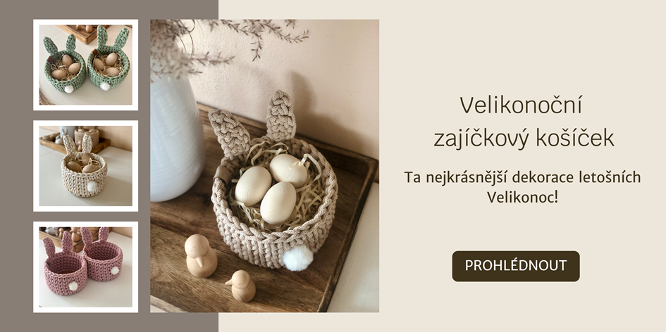 Velikonoční háčkovaný košík zajíček