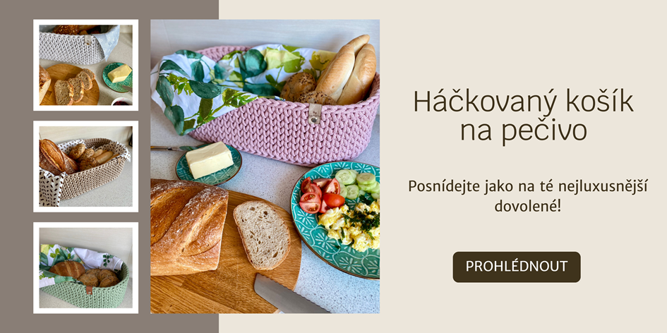 Háčkovaný košík na pečivo