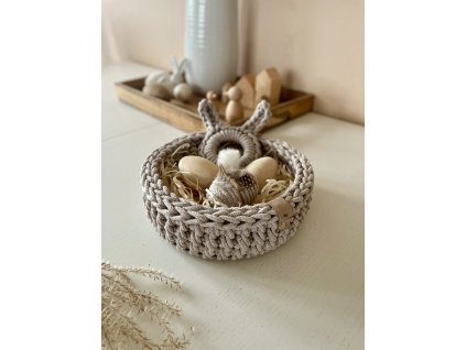 Velikonoční háčkovaná ošatka velká