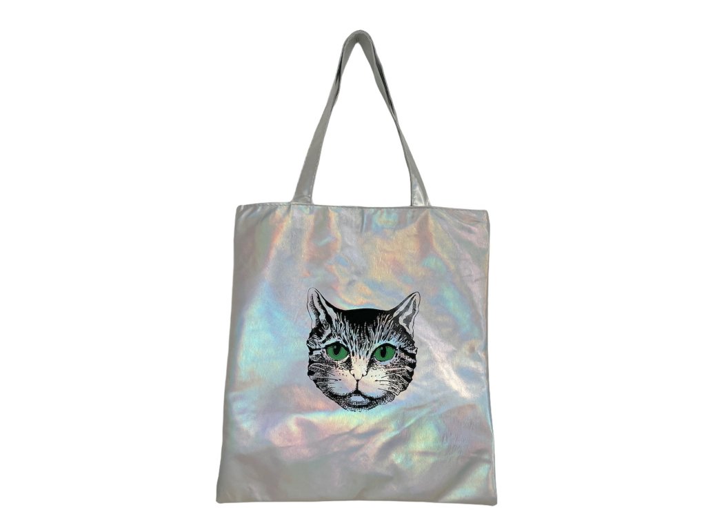 taška stříbrná kočka