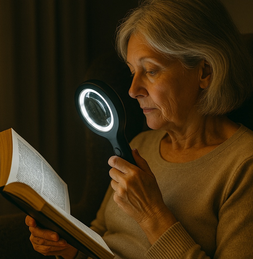 Výhody lupy s LED osvětlením při večerním čtení