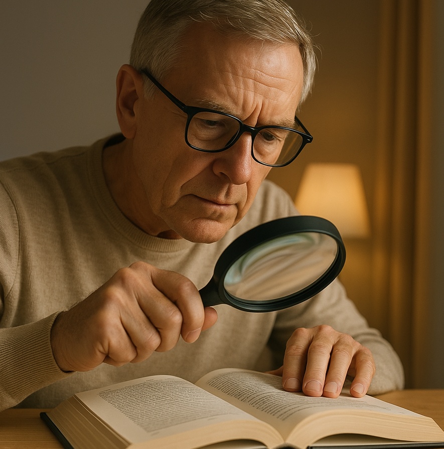 Optické triky pro lepší čtení s lupou